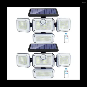 Vägglampor Solbelysning utomhus rörelse sensor 333 LED -översvämningsdriven säkerhet utanför med 2 fjärrkontroller