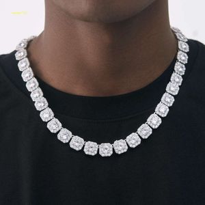 Qianjian moda personalizada hip hop real diamante moissanite 925 prata esterlina colar de corrente de tênis masculino