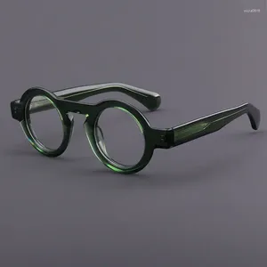 サングラスフレーム日本のファッションデザイン手作りの酢酸眼鏡フレーム男性ラウンドレトロメガネ高品質の女性処方アイウェア