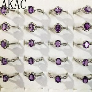 5rings 10rings approx 5*7mm natural amethyst white copper adjustable ring wholesale send randomly 240106