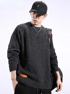 Herrtröjor tröja med fast färg förtjockad varm höst vinter botten japansk retro lös casual mode koreansk stil kappa kappa