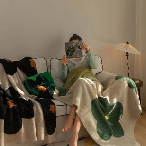 韓国のカワイイブランケットカーペット装飾花毛布ベッドルームソファレジャーオフィスシングルタペストリーソファブランケットスローブランケット240106