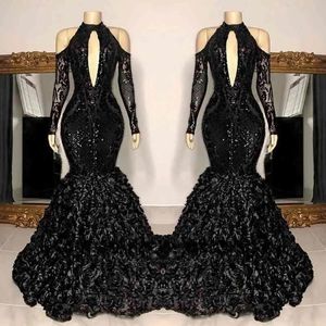 Dresses Black Elegant Mermaid Evening Dresses for Women Plus Size Jewel Neck Lace Applique Long Sleeves Formal Occasions Prom Party Celebr