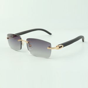 Vanliga gränslösa solglasögon 3524012-0 med svarta träpinnar och 56 mm-linser för unisex
