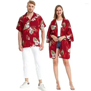 Women's Swimwear Couple Fit Hawaii Beach Vacation Party Tropical Floral Palm Leaf Print Shirt Or Kimono