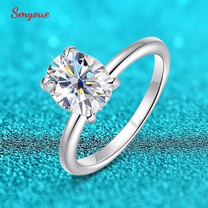 Smyoue 18k kaplama 23Ct Elmas Yüzük Kadınlar Oval Fantezi Kesme Gelin Setleri Solitaire Düğün Promise Band 925 Gümüş 240106