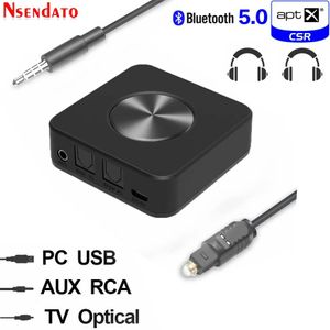 Anslutningar Dual Link Bluetooth 5.0 Sändarmottagare CSR8675 APTX HD LL Adapter 3,5 mm/SPDIF/Digital Optical Toslink för TV -bilhögtalare