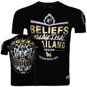 vszapタイタイボクシングファイトMMA戦闘半袖Tシャツピュアコットンスタンピングトレーニングトレーニング服トレンディな男性