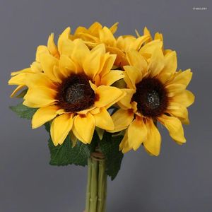 Decorative Flowers High Quality Artificial Sunflower Bouquet Silks For Christmas Decorations Wedding Table Party Fall Gifts Vase Home Decor