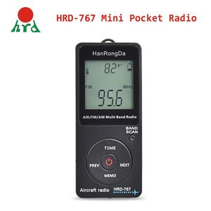 Radio Hanrongda HRD767 Mini Pocket Aircraft Band Ricevitore Ricevitore portatile Pulsante LCD Display Blocco FM/AM/Air Radio con auricolare