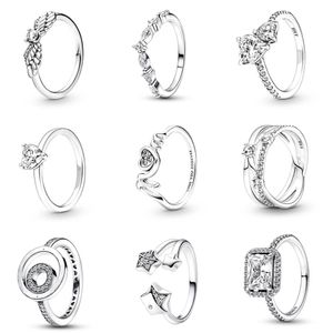 Аутентичные кольца Пандора, подвески, подвески, «Крылья ангела», модные, в форме сердца, на палец, новые