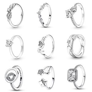 Autentisk fit pandora ringar charms charm diy angel's wings mode hjärtform finger ny