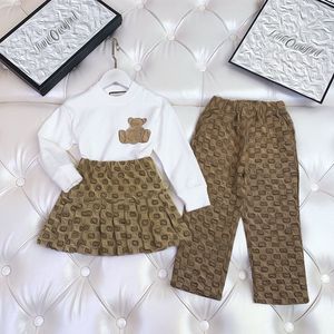 Fratelli per ragazze autunnali set inverno abiti maniche a due pezzi sottili mezza gonna pantaloni lunghi abbigliamento per bambini alla moda csd2401087-6