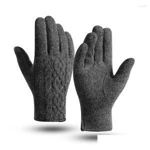 Cycling Gloves Winter Warm Cashmere Knitted Outdoor Riding Windproof For Men Women Plus Veet Thick Couple Touch Sn Drop Delivery Sport Otven