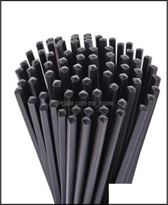 Chinese Chopsticks Black Melamine Chopstick Restaurant Dinner 235Cm Scrub Drop Delivery 2021 Flatware Kitchen Dining Bar Home Gar7655153