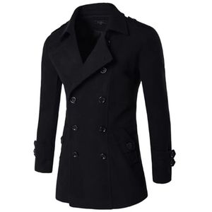 Män brittisk stil dubbel breasted trench topprock mens lång trenchrock maskulino manlig kläder klassisk droppe överrock 240108