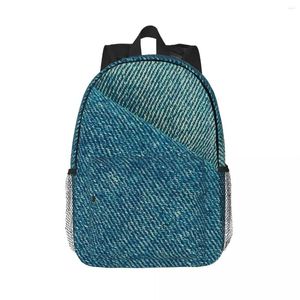 Mochila dupla textura têxtil brilhante eu amo bluejeans denim adolescente bookbag crianças sacos de escola viagem mochila ombro