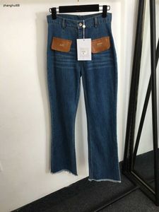 jeans da donna firmati abbigliamento di marca da donna qualità in pelle logo tasca finta pantaloni moda a vita alta Jan 08