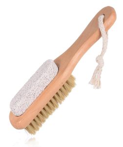 2 i 1 rengöringsborstar naturlig kropp eller fot exfolierande spa borste dubbel sida med naturen pimpsten Stone Soft Borstle Brush EWF19541370570