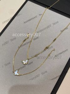 Designer smycken halsband vintage hänge halsband märke designer 18k guld pläterad vit pärlkalskal fjäril kort kedja choker för kvinnor smycken