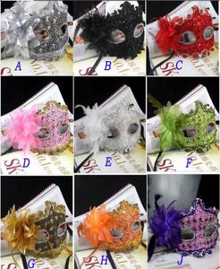 Venedig Party Masks Exquisite Lace Diamond Leather Lady Masks Masquerade Princess Mask med Flower2365407