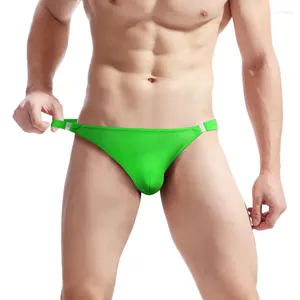 Shorts masculinos sexy biquíni roupa de banho cuecas de natação brilhante cor sólida troncos de natação para homem maiô praia beachwear