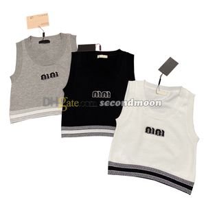 Summer Knitted Vest Women Rhinestone Letter Tanks U Neck Tank Top Yoga Sport t Shirt