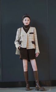 CHAN Marca High end estilo retro jaqueta de tweed grossa designer cardigan feminino suéter de malha de alta qualidade roupas femininas Tops de maternidade presente de aniversário simbakids