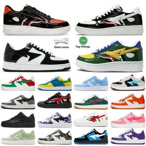 Designer Sta Sk8 Baixo Homens Sapatilhas Couro Tubarão Preto Branco Vermelho Azul Verde Laranja Camuflagem Skate Jogging Sports Star Trainers 36-45