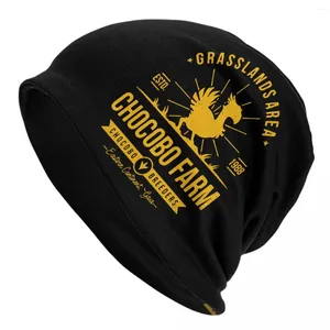 Berretti Chocobo Farm Final Fantasy Videogioco Cappello a cuffia Lavorato a maglia Moda Street Skullies Berretti Berretti avvolgenti caldi unisex