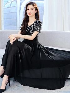 Party Dresses Casual Black Chiffon Long Dress Summer Clothes for Women 2024 Korean Elegant Floral Vacation Prom Beach Maxi Evening