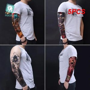 5 pçs tatuagem temporária adesivo crânio morto padrão flor completa tatuagem com braço arte do corpo grande falso tatuagem adesivo 240108