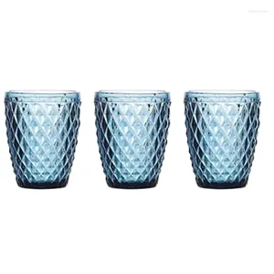 Vases 3Pcs 220Ml Blue Glass For Wine Water And Soft Drinks The Texture Is Clear Crystal Transparent