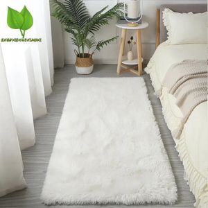 Bedside Rugs For Childrens Room Cute Girls Floor Soft Mat Living Decoration White Fluffy Large Kids Pink Bedroom Carpet 240108