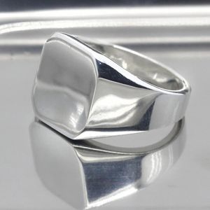 Customized Engraved 925 Sterling Silver Men Ring Square Rings for Male Women Unisex Lovers Couples Wedding Band Jewelry Gift 240106