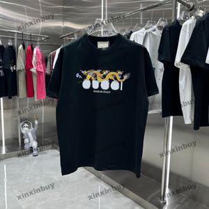 Xinxinbuy 2024 Erkekler Tasarımcı Tee T Shirt İtalya Paris Ejderha Renkli Mektup Baskı Kadınlar Siyah Beyaz Kırmızı Sarı Mavi S-2XL