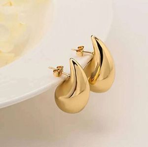2024 Huggie Hoop Earrings Stainless Steel Tear Drop Dupes For Women Gold Chunky Lightweight Waterdrop Earring Fashion Jewelry Gifts