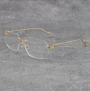 Säljer modeskydd kattögonglasögon ramar Rimlös metall med C Decoration Wire Frame Eyewear Men Woman Large Square5806375