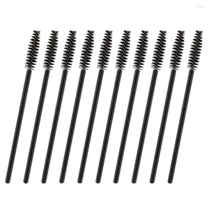 Makeup Brushes 50pcs Silicone Handle Artificial Fiber Bristles Eyelash Disposable Lash Curler Eyebrow Comb (Black)