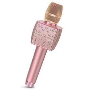 Högtalare Trådlös karaoke -mikrofon Bluetooth Professional Dynamic Mic Portable Singing Hine för Bluetooth -telefon/TV/högtalare Hem KTV