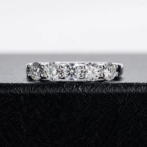 Cluster Rings 4mm 1.5ct Moissanite Band 925 Sterling Silver Hallf Eternity Finger Ring For Women Girls Promise Gift Fine Jewelry