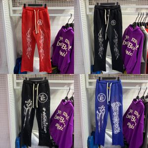 Hellstar Studios rote Flare Hosen Blau Yoga Vintage Pink Terry Hosen Druckhosen Freizeitpolster Männer Frauen Jogger