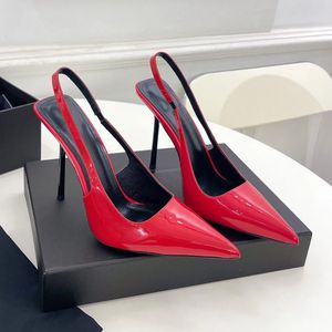 2024 Patent leather Slingback Pointed toe Sandals Stiletto heel pumps Leather sole Dress Shoes11cm Women's luxury designer Party wedding Evening shoes with box
