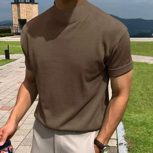 メンズTシャツタイトなソリッドカラーTシャツカジュアルストリートウェアハイネックショートスリーブボトムティーズS-5XLサマーラグジュアリー服