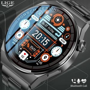 Часы LIGE Bluetooth Call Смарт-часы Мужчины 2022 Full Touch 380 мАч Спортивный браслет Пользовательский циферблат Водонепроницаемые мужские умные часы для Android Ios