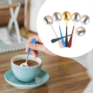 Spoons 6 Pcs Stainless Steel Serving Utensils Large Round Spoon Drinking Tea Tablespoon Kit Scoops Kitchen Soup
