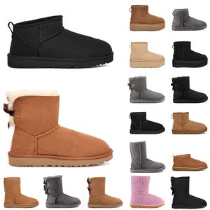 Original Australie australia Outdoor Winter Snow Ultra Mini Platform Boot Designer Womens Boots Fur Fluffy Leather Ankle Booties Chestnut Black Pink Loafers Shoes