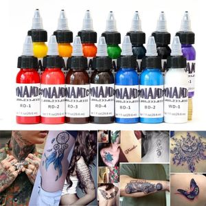 14Pcs Set 30ML Dynamic Professional Tattoo Ink Set Pigment Kit For Body Beauty Art Safe Natural Permanent Makeup ink Supplies 240108