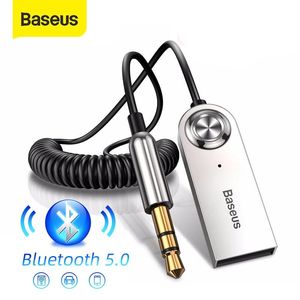 موصلات BASEUS AUX Bluetooth Audio Audio USB Wireless 5.0 Adapter for Sparker Auto Handfree Car Kit Audio Music Bluetooth Transmitter