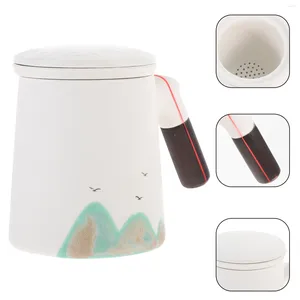 Geschirr-Sets Holzgriff Teetasse Keramikbecher Home Handheld Tassen Wasser Kaffeefilter Mehrzweck Klein mit tragbar